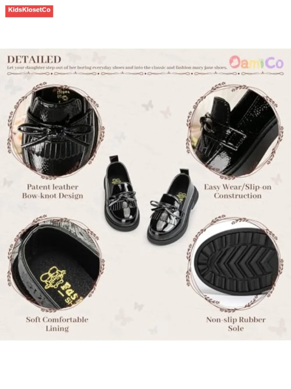 Girls Mary Jane Flats Loafers School Uniform Dress Shoes